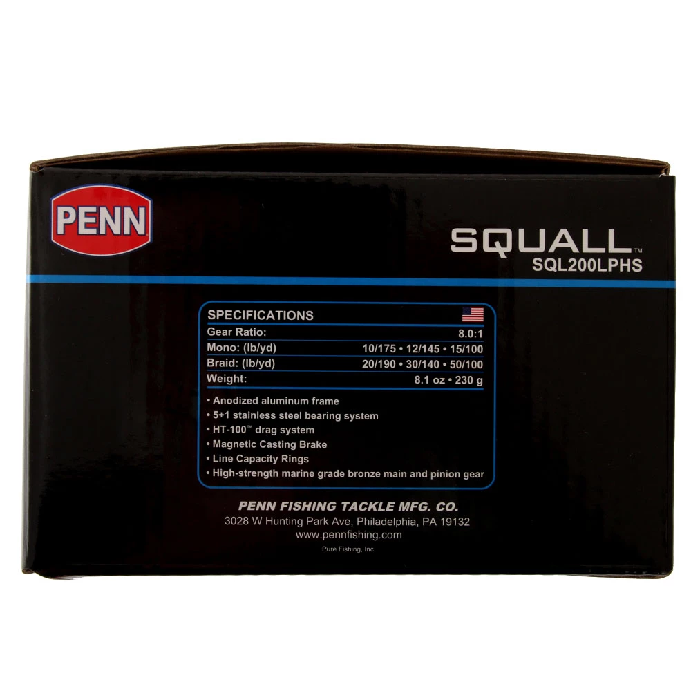 PENN Squall 200 Low Profile High Speed Baitcaster Reel 4 PENN Squall 200 Low Profile High Speed Baitcaster Reel - Image 2