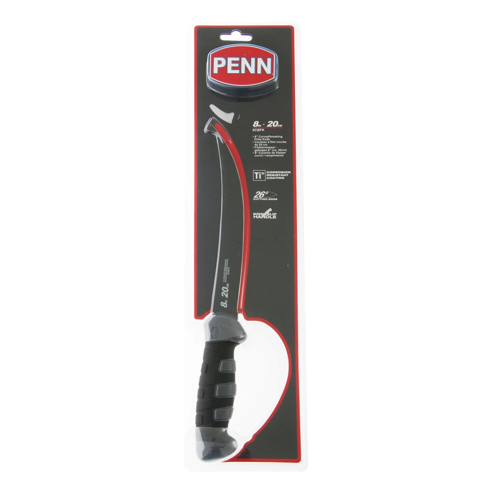 PENN Curved Breaking Stainless Steel Filleting Knife 8in 2 PENN Curved Breaking Stainless Steel Filleting Knife 8in